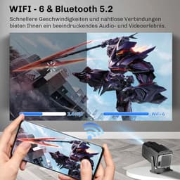 1080p Full HD Mini-Beamer met Android TV, Wifi en Bluetooth - Draagbare Korte Afstand Projector voor Thuisbioscoop met 270 Graden Draaifunctie - Zoom Optie voor Mobiele Telefoon — thumbnail 2