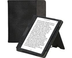 kwmobile flip cover voor e-reader - geschikt voor Onyx Boox Leaf 2 - Van imitatieleer en -suède - In zwart / donkergrijs