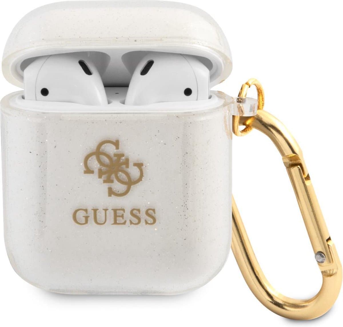 Guess TPU Glitter Case AirPods 1 - AirPods 2 Transparant — afbeelding 1