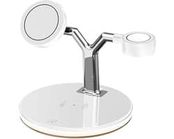 Draadloze snellader voor mobiele telefoon,  smartwatch en oordopjes -15W - 3 in 1 oplaadstation - Multifunctioneel docking station  - Wit