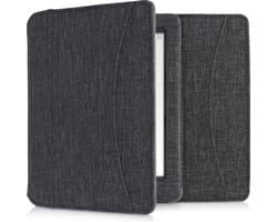 kwmobile Flip cover eReader hoesje geschikt voor Kobo Aura Edition 1 - Met handvat - In donkergrijs