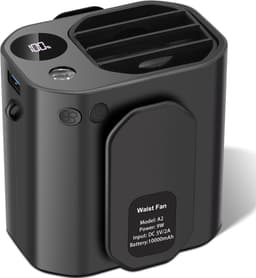 Draagbare clipventilator met 3 snelheden, oplaadbare handsfree nekventilator met 10000mAh batterij, mini-valbestendige ventilator voor gebruik buitenshuis, op bouwplaatsen, boerderijen, op reis en tijdens het vissen. — thumbnail 1