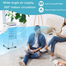 Mobiele Airconditioner - Mobiele Airco - 4-in-1 Airco met Koeling voor 50m³ - 7000BTU - Grote Draagbare Airconditioning met Afvoerslang, Ventilator & Ontvochtiger - Smart App & Afstandsbediening - Stille Staande Airco - Wit — thumbnail 3