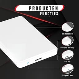 Ploutos® Harde Schijf - Ultradunne Draagbare Harde Schijf - Draagbare Harde Schijf voor PC, Laptop & Console - Wit - 12cm x 8cm x 1cm — thumbnail 5