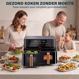 Airfryer 9L Dubbele Mand – Dual Zone Heteluchtfriteuse – Sync Finish – 3100W – 2x 4,5L – Zwart — thumbnail 3