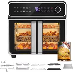 Dubbele Airfryer Oven 23L – 12-in-1 Heteluchtfriteuse met Dual Zone, Sync & Dual Cook, 230°C, Rotisserie en 13 Accessoires – Zwart — thumbnail 1