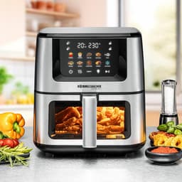 ROMMELSBACHER FRH 1850 Heteluchtfriteuse XXL, 7,5 liter, 10 programma's, 1570-1870 W, keramische PFAS-vrije anti-aanbaklaag, LED-touchscreen, kijkvenster met binnenverlichting — thumbnail 4