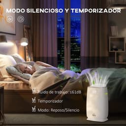 Luchtreiniger - Air cleaner - Airpurifier - Air purifier met HEPA Filter - 3 lagen CADR 220 m³/u tot 28 m² - ABS en PP - 45W - Wit — thumbnail 5