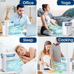 DayeLabel Mini Aircooler – Draagbare Luchtkoeler - Airco – USB – 650 ml Watertank – Vernevelingsfunctie – LED Verlicht - Witing — thumbnail 2