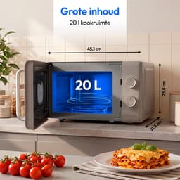 MEDION Retro magnetron met grill - 20 L - zandbeige | 800 watt, 5 vermogensstanden, 3 combiprogramma’s, timer, ontdooifunctie, MD100119 — thumbnail 2