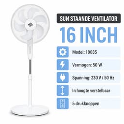 Staande ventilator 6 blaadjes-40cm -50 watt-wit — thumbnail 2