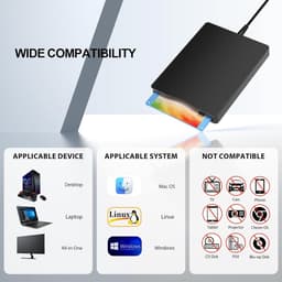 Externe Floppy Disk Drive - FDD Lezer - Oude Bestanden Lezen - USB Type-C Aansluiting - 3.5 Inch - Zwart — thumbnail 2