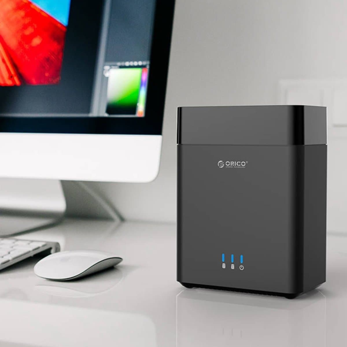 Let op type!! ORICO DS200U3 3 5-inch Bay 2 magnetische-type USB 3.0 harde schijf behuizing met blauwe LED-Indicator(Black) — afbeelding 1
