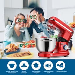 KAD® Deegmachine - Elektrische Deegmixer - Keukenmixer - Rood - 42cm x 27cm x 36cm — thumbnail 4