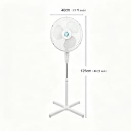 Archi Witte Staande Ventilator – Ventilatie - 3 Snelheden – Stille Ventilator ≤50 dB – Verstelbare Hoogte – Kruisvoet — thumbnail 2