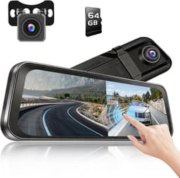 Thijox - 9,7 inch Spiegel Dashcam met Achteruitrijcamera, IPS Touchscreen, Dual Dashcam, Loop-opname, G-sensor, Groothoek, Nachtzicht, Streaming Achte — thumbnail 1