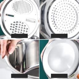 Roerkommen met rasp - Mengkom set - Maaltijden Bereiden - Intelligent drainagesysteem - 24.4 cm breed - Meerkleurig — thumbnail 2