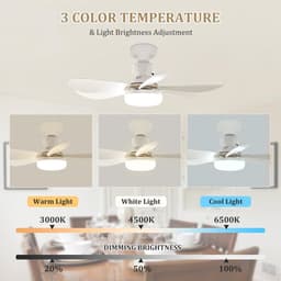 Ventilatorlamp Met Afstandsbediening - 20 Inch - E26 Fitting - 40W - 3000K-6000K Dimbaar - Geschikt voor Slaapkamer, Keuken en Woonkamer — thumbnail 2
