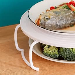 SnelShoppen - Magnetron Rek, Magnetron Plank Stoomrek met Handvat Multifunctioneel Rond Voedsel Stoomrek Verwarmingslaag Gelaagd Kook Bakrek — thumbnail 2