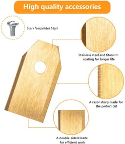 Omgoods - 30 Titanium Reservebladen voor Grasmaaier, Inclusief Schroeven — thumbnail 5