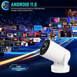 SnelShoppen - HY300 PRO Mini Projector, Draagbare 4K 1080P Projector met Android 11, WiFi 6, Bluetooth 5.0, Airplay & Miracast Ondersteuning voor Thui — thumbnail 5