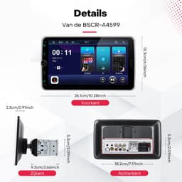 Boscer 1 Din Autoradio met 10.1 Inch Scherm - Draadloos Apple CarPlay & Android Auto - Draaibaar & Afneembaar - Bluetooth & FM/AM Radio (RDS) - Incl. Achteruitrijcamera & Microfoon — thumbnail 5