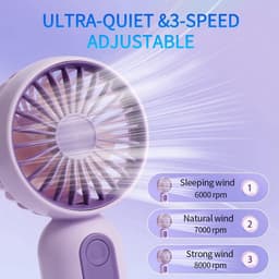 Ventilatoren - Mini draagbare ventilator 3-pack - met 3 snelheden en USB-oplaadbare wimperventilator voor stijlvolle meisjes, kinderen, vrouwen, mannen, kantoor — thumbnail 3