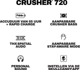Skullcandy Crusher 720 Draadloze Koptelefoon - Speciale basdrivers - 65 uur batterij - Snelladen - Stay-Aware Modus - Primer — thumbnail 2