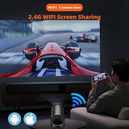 SnelShoppen - Draagbare 1080P Projector met 270° Verstelbaar, WiFi Home Theater voor Buitenfilms, Compatibel met Telefoons, Laptop en TV Stick, 150" S — thumbnail 2