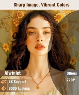 SnelShoppen - Alwtniet Mini-projector 4K Ondersteund, Draagbare Beamer met Wifi 6 en Bluetooth 5.4, 5W Luidspreker, Automatische Trapeziumcorrectie, 1 — thumbnail 5