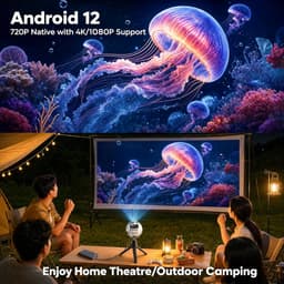 SnelShoppen - Mini-beamer 4K 1080P - Draagbare Projector voor Buiten - Ondersteunt Powerbank, WiFi 6, BT 5.4 - Ideaal voor Mobiele Telefoon, HDMI, PC — thumbnail 4
