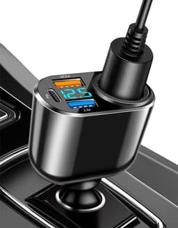 SnelShoppen - Car Charger, 4-in-1 Sigarettenaansteker Adapter, 90W Splitter met QC3.0 & PD 30W, LED Voltmeter voor GPS, Dashcam, Navigatie — thumbnail 3