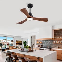 Moderne Plafondventilator 42 inch met Licht - Dimbaar - Afstandsbediening - Voor Binnen en Buiten - Stille DC-motor - Walnootkleur — thumbnail 2