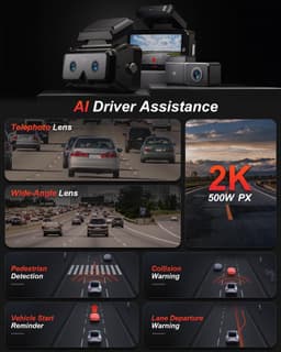 SnelShoppen - 2K 5 GHz WiFi Dashcam voor en Achter met 4 Inch IPS Touchscreen, GPS, ADAS, Nachtzicht, WDR, Spraakbediening, 24U Parkeermodus en G-sens — thumbnail 5