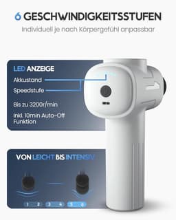 SnelShoppen - Massage Gun met 6 Massagekoppen en 3200 U/min | Spier Massager met USB-C Aansluiting | Ultra-Stille Massagegun voor Spierontspanning (Wi — thumbnail 2