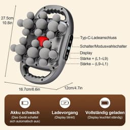 SnelShoppen - Massage Gun met 22 Koppen - Oplaadbare Spiermassage Gun - 9 Modi & 9 Niveaus - Perfect voor Thuis, Sport en Ontspanning — thumbnail 3