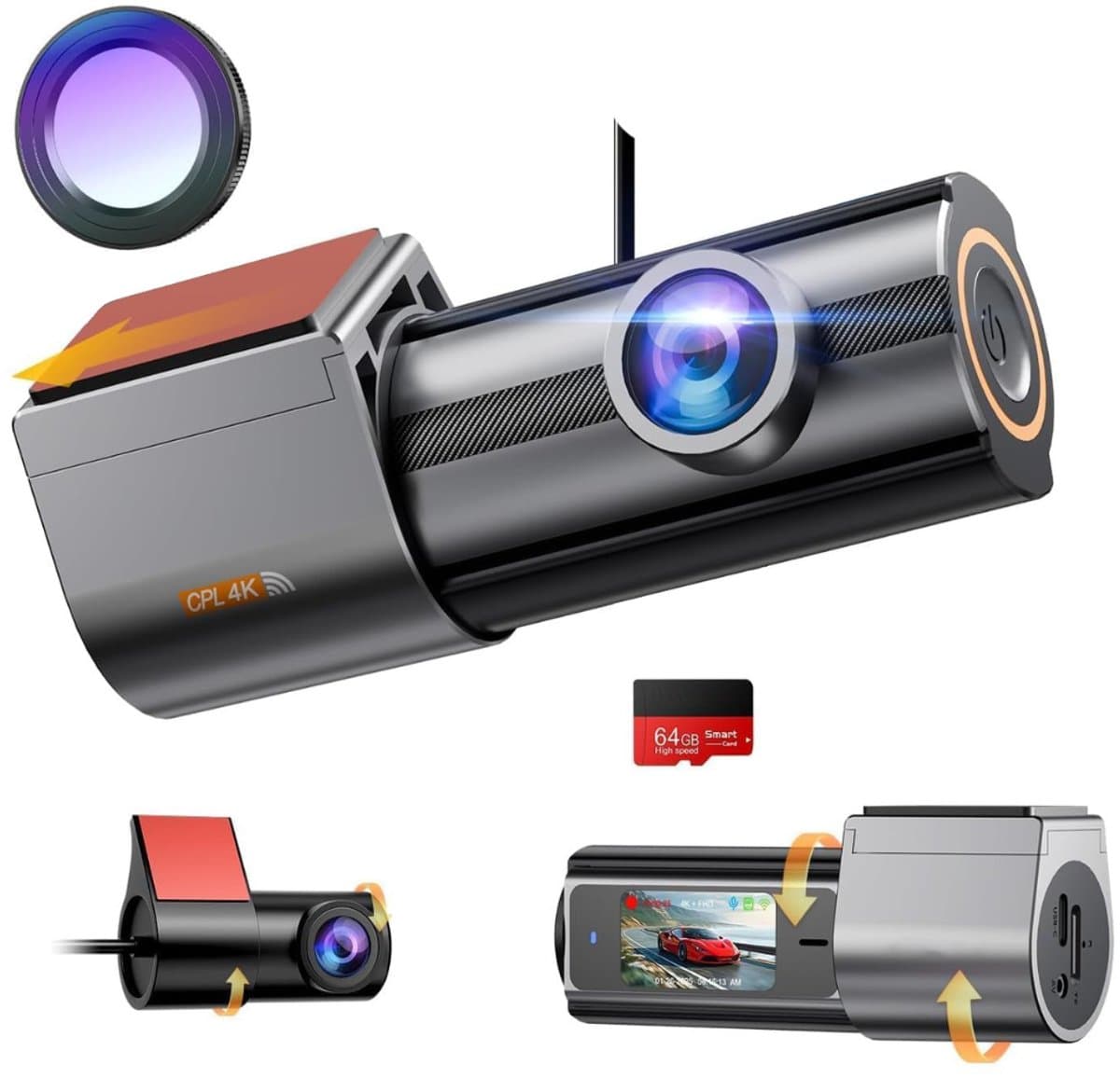 Zavio® Dashcam voor Auto - Auto Camera - Dashcam Voor en Achter Draadloos — afbeelding 1
