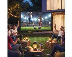 COVREO Projectiescherm 120 inch 16:9 zwart polyester met standaard - dubbelzijdig - draagbaar