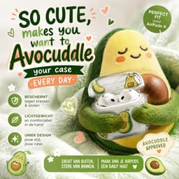 Enluxe Case geschikt voor Airpods 4 - Avocado Print - Hardcase met Karabijnhaak, Schokbestendig Hoesje — thumbnail 4