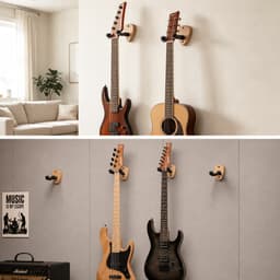 YONO Gitaar Muurbeugel met Plectrum Houder - Wandhouder Hout - Verstelbare Gitaarhouder voor Akoestische, Elektrische en Basgitaar - Ophangsysteem - Standaard — thumbnail 5