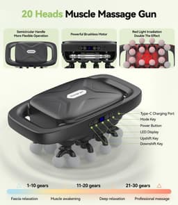 SnelShoppen - Professionele Massagepistool voor Spieren – 20 Massagekoppen, 30 Intensiteitsniveaus, 3 Standen, Lange Accuduur met LED-scherm, Automati — thumbnail 2