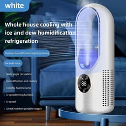 Luchtkoeler Ventilator - Airco zonder afvoerslang - Mobiele Air Cooler - Bladloze Ventilator - Torenventilator met Bevochtiging - Koelventilator voor Slaapkamer en Kantoor - 6 Standen - LED Nachtlamp - Wit — thumbnail 5