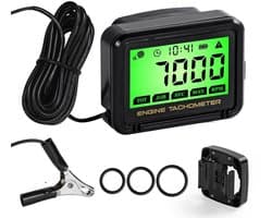 SnelShoppen - Digitale Tachometer voor Kleine Motoren - Inductieve RPM Meter voor Kettingzaag, Grasmaaier, Tractor, Generator met Groene Verlichting