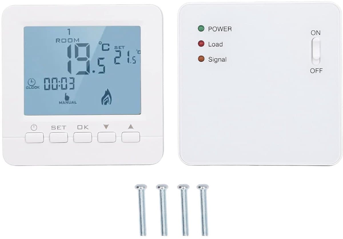 Slimme Thermostaat - Programmeerbare Thermostaat RF - Verwarming Regelen - Draadloze RF Verbinding - 0-40°C - Wit — afbeelding 1