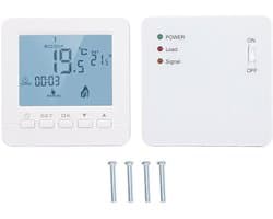Slimme Thermostaat - Programmeerbare Thermostaat RF - Verwarming Regelen - Draadloze RF Verbinding - 0-40°C - Wit