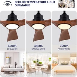 FloraGrace Ventilator – 42 Inch Met Verlichting En Afstandsbediening – Ijzer En ABS – Matzwart En Donker Walnoot – Voor Slaapkamer En Terras — thumbnail 2
