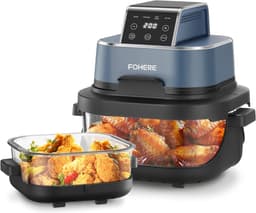 SnelShoppen - 4-in-1 Hot Air Fryer, Compact 4L Airfryer met 1.5L Bowl, Ideaal voor Bakken, Recrisp en Max Crisp, Voor 6 Personen, Blauw, Perfect voor — thumbnail 1