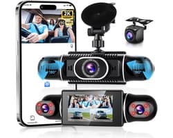 SnelShoppen - 4-Kanaals 2K Dashcam met WiFi, 360° Bescherming, Nachtzicht, 3 Inch IPS Display, G-Sensor, Ideaal voor Auto, VTC, Rijschool, Gezinsreize