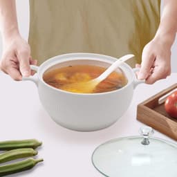 SnelShoppen - Keramische Soepterrine met Deksel 2,5L - Wit Porselein - Magnetron-, Vaatwasser- en Ovenbestendig - Ideaal voor Soepen, Stoofschotels en — thumbnail 4