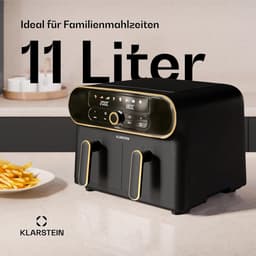 Heteluchtfriteuse - Dubbele mand - Gezond Koken - Twee aparte zones - 11 Liter - Zwart Goud — thumbnail 5
